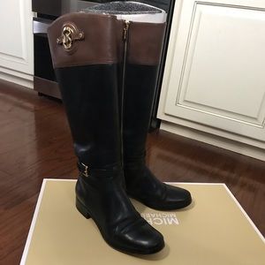 Michael Kors Black & Mocha Stokard Wide Boot